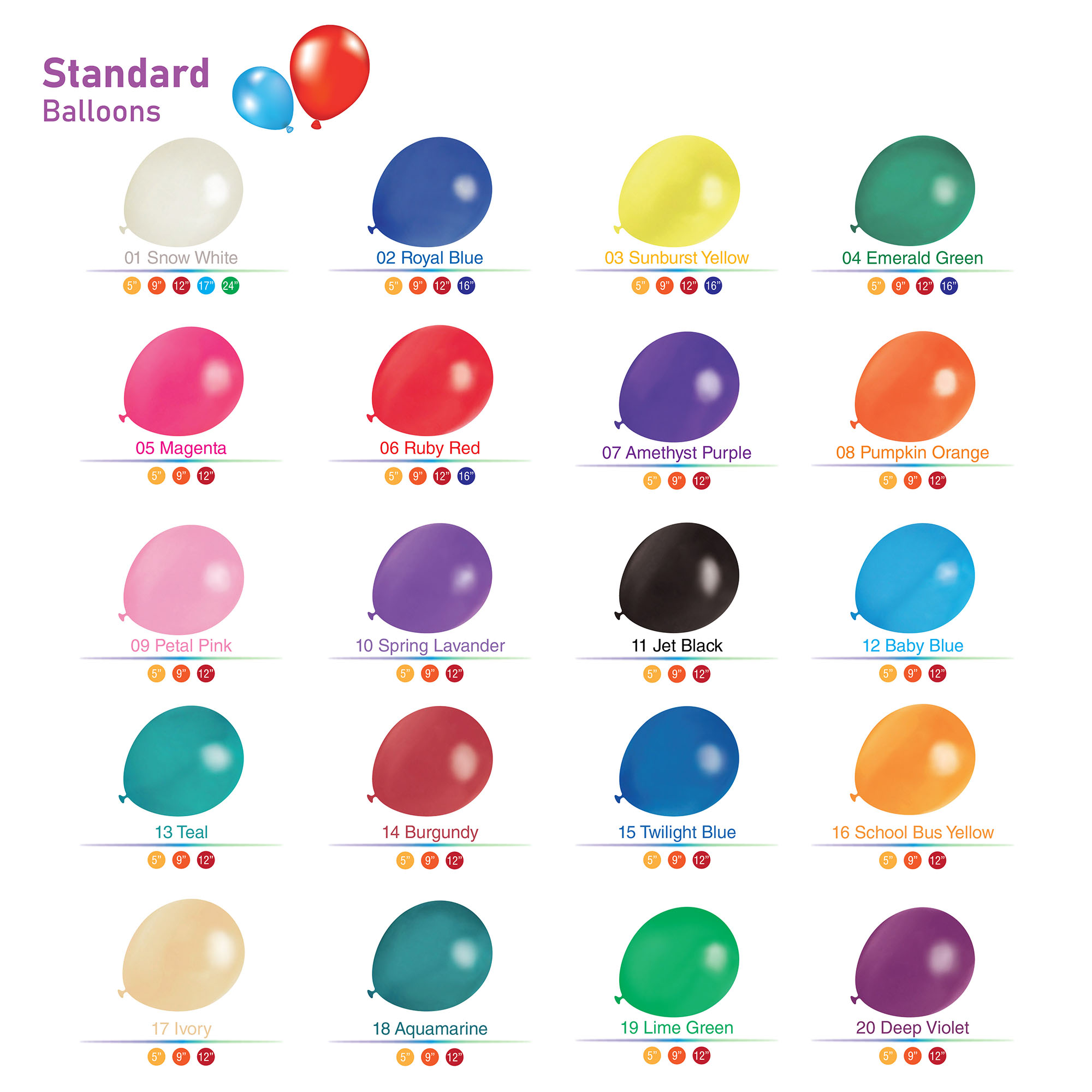 STANDARD BALLOONS – PartyDragon